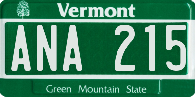 VT license plate ANA215
