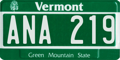 VT license plate ANA219