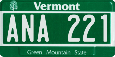 VT license plate ANA221