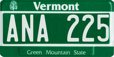 VT license plate ANA225