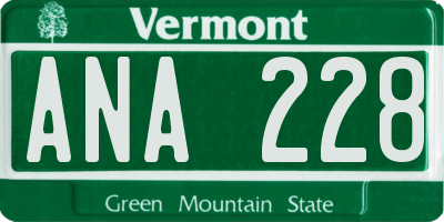 VT license plate ANA228