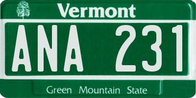 VT license plate ANA231