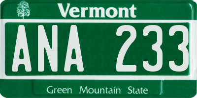 VT license plate ANA233
