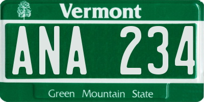 VT license plate ANA234