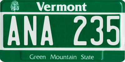 VT license plate ANA235