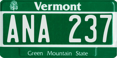 VT license plate ANA237