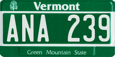 VT license plate ANA239