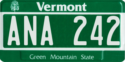 VT license plate ANA242