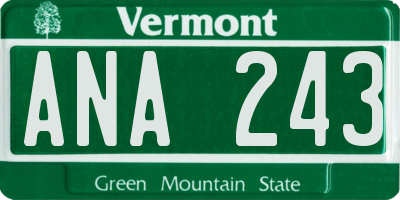 VT license plate ANA243