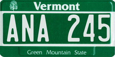 VT license plate ANA245