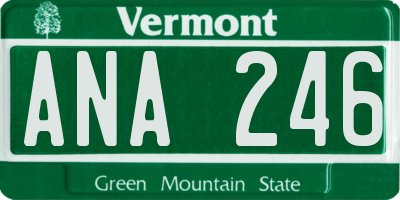 VT license plate ANA246