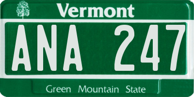 VT license plate ANA247