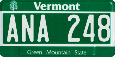 VT license plate ANA248