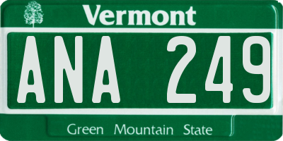 VT license plate ANA249