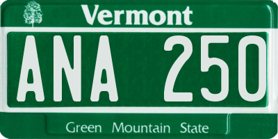 VT license plate ANA250