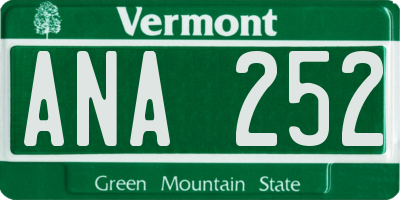 VT license plate ANA252
