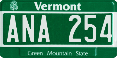VT license plate ANA254
