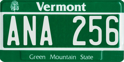 VT license plate ANA256