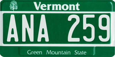 VT license plate ANA259