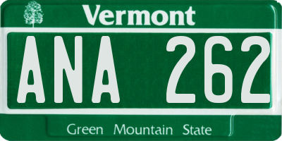 VT license plate ANA262
