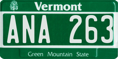 VT license plate ANA263