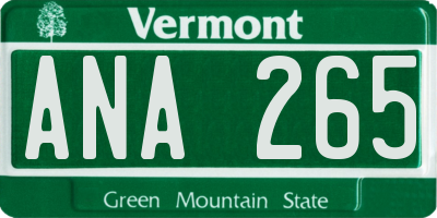 VT license plate ANA265