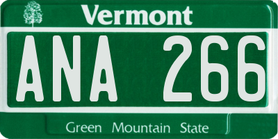 VT license plate ANA266