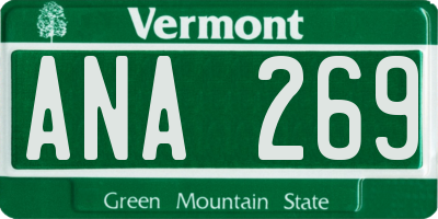 VT license plate ANA269