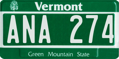VT license plate ANA274