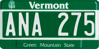 VT license plate ANA275