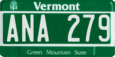VT license plate ANA279