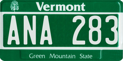 VT license plate ANA283