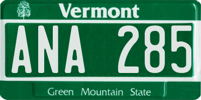 VT license plate ANA285