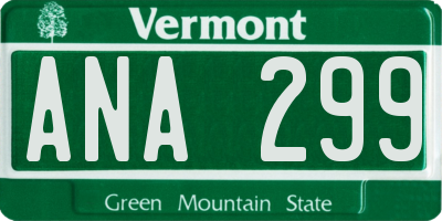 VT license plate ANA299