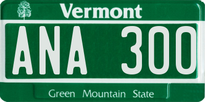 VT license plate ANA300