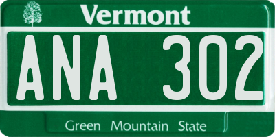 VT license plate ANA302