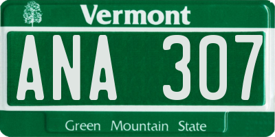 VT license plate ANA307