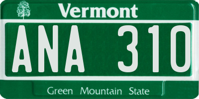 VT license plate ANA310