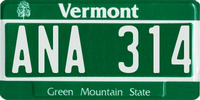VT license plate ANA314