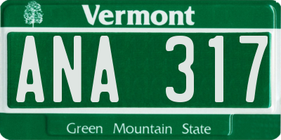 VT license plate ANA317
