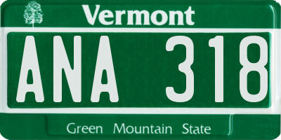 VT license plate ANA318