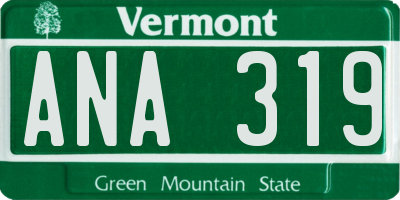 VT license plate ANA319