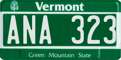 VT license plate ANA323