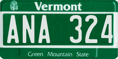 VT license plate ANA324