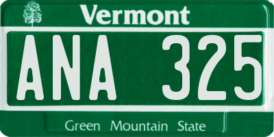 VT license plate ANA325
