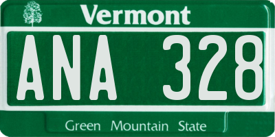 VT license plate ANA328