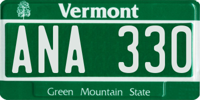 VT license plate ANA330
