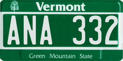 VT license plate ANA332