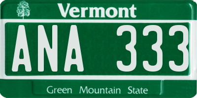 VT license plate ANA333