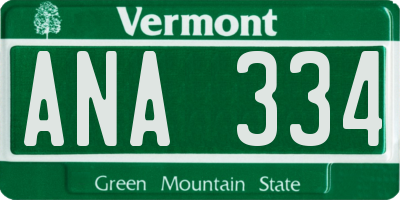 VT license plate ANA334
